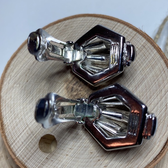 Rare! Crown Trifari PAT PEND Alfred Philippe 1954 Rhinestone Clip On Earrings - Picture 3 of 6